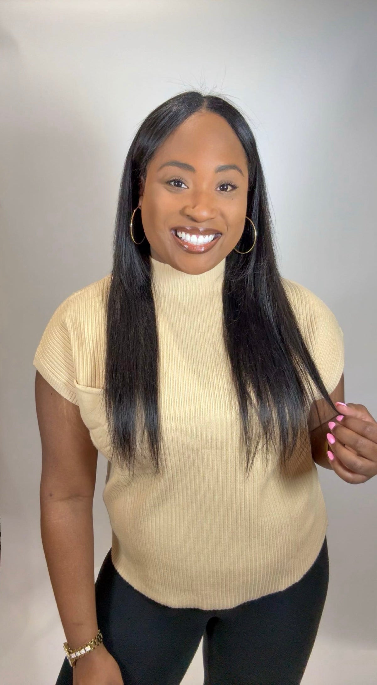 Tan Short Sleeve Sweater