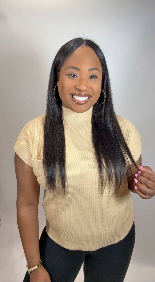 Tan Short Sleeve Sweater