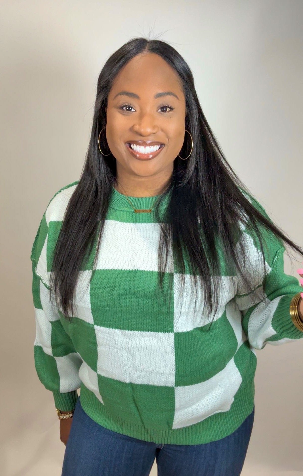 Green Checkered Sweater