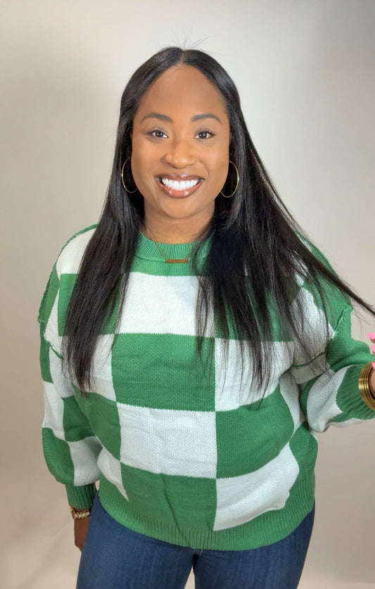 Green Checkered Sweater
